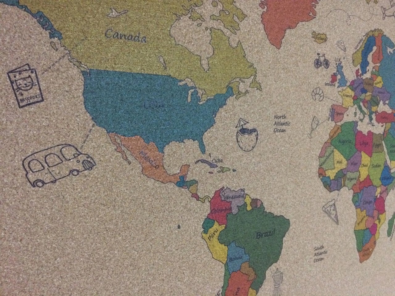 111 - Cork World Map - Colourful