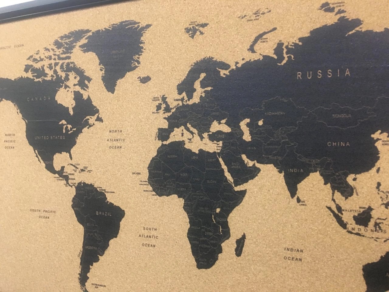 112 -  Cork World Map - All Black