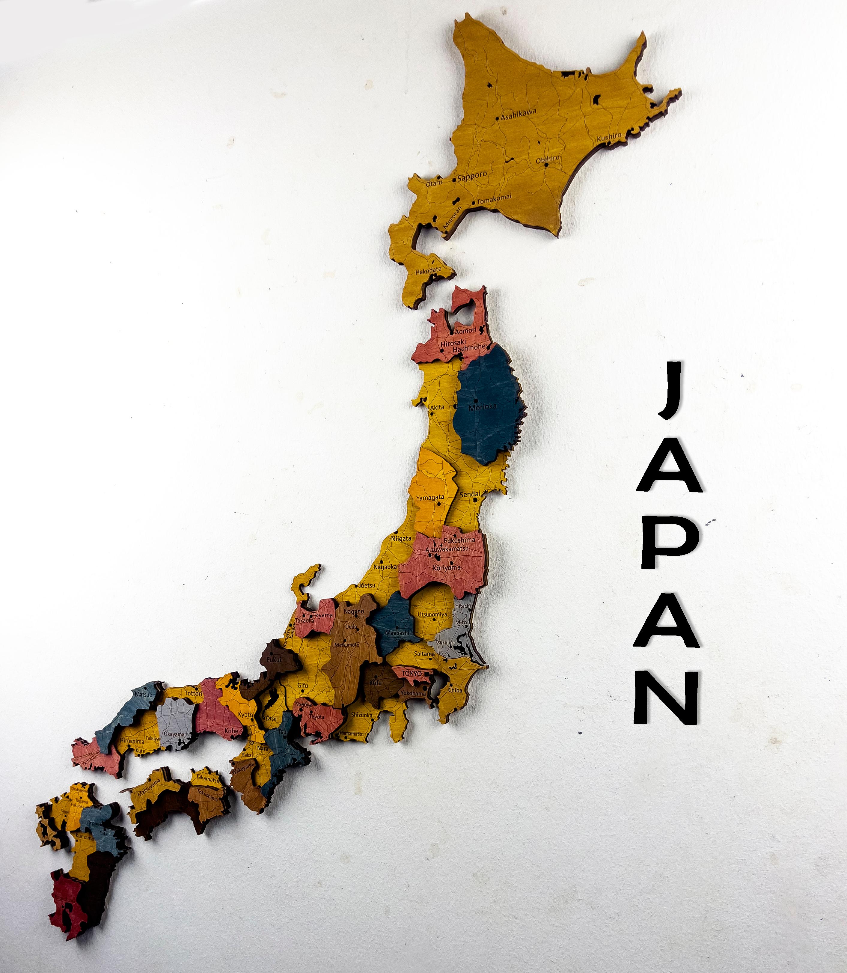 Wooden Japan Map