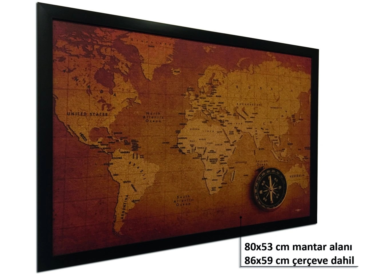 105 - Cork World Map - Vintage Model