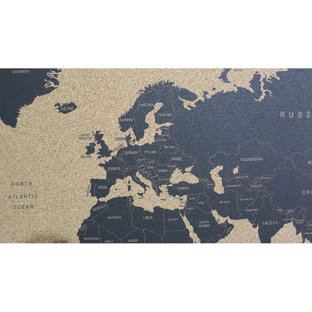 112 -  Cork World Map - All Black