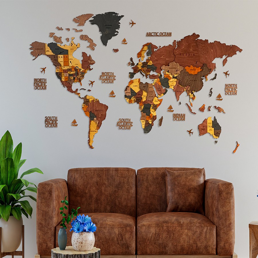 506 - Colorful Wooden World Map