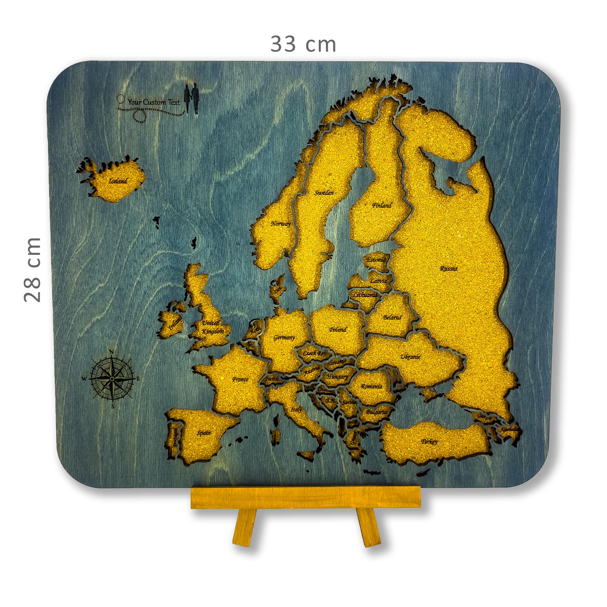 704 - Masaüstü Avrupa Haritası (Ahşap ve Mantar)