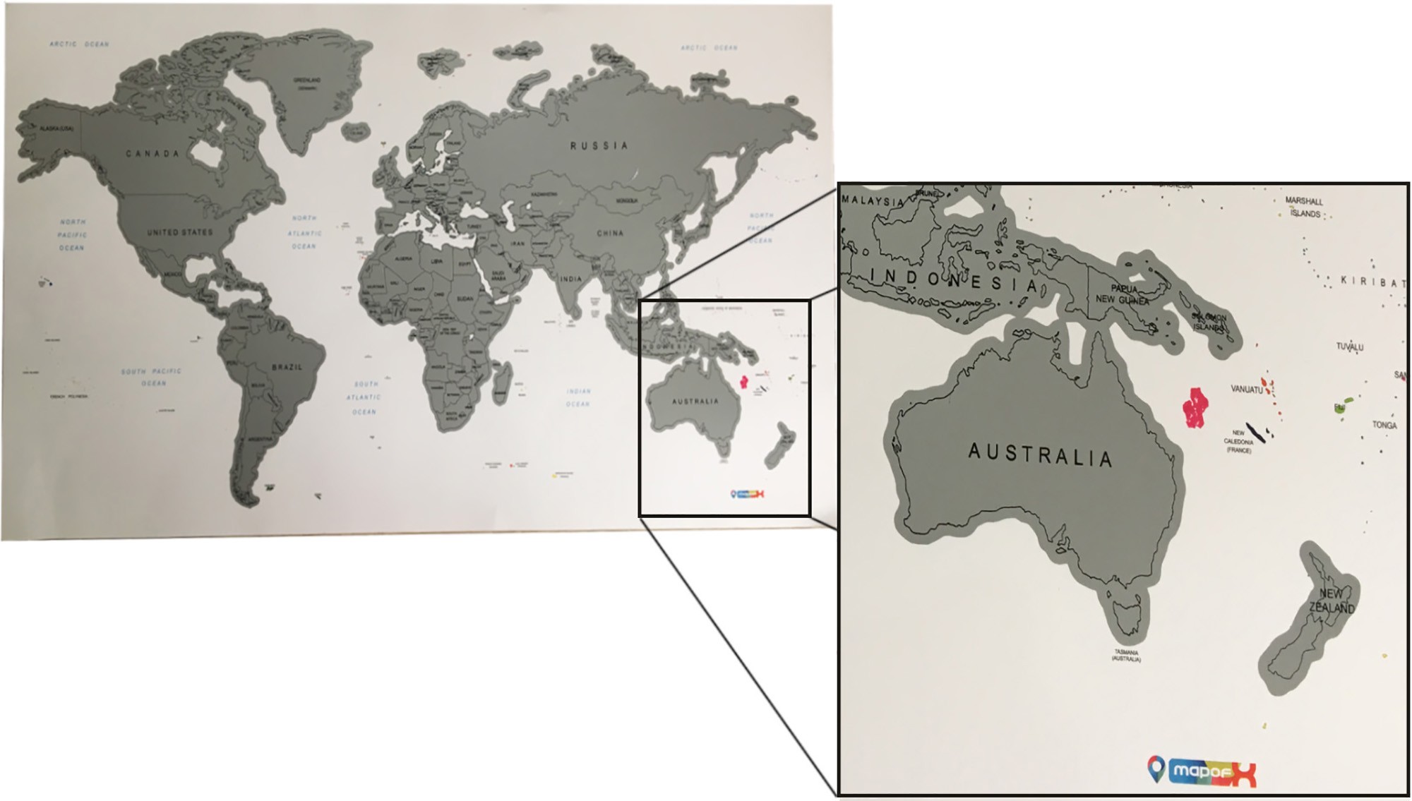 3051 - İndirimli Gez-Kazı Dünya Haritası - Kazınabilir Harita