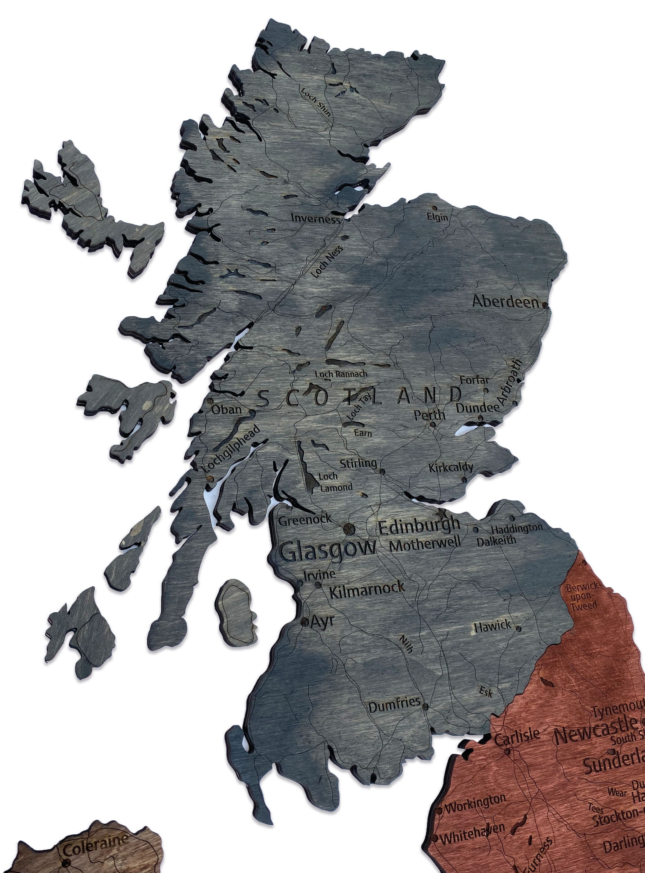 Wooden United Kingdom Map