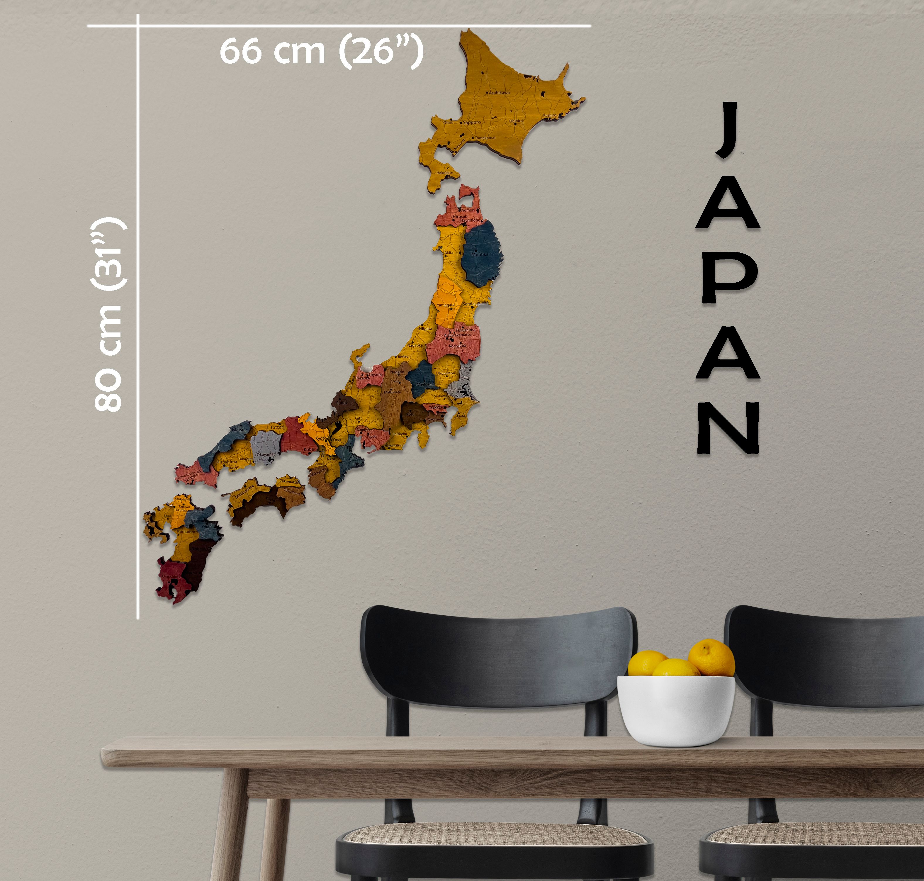 Ahşap Japonya Haritası