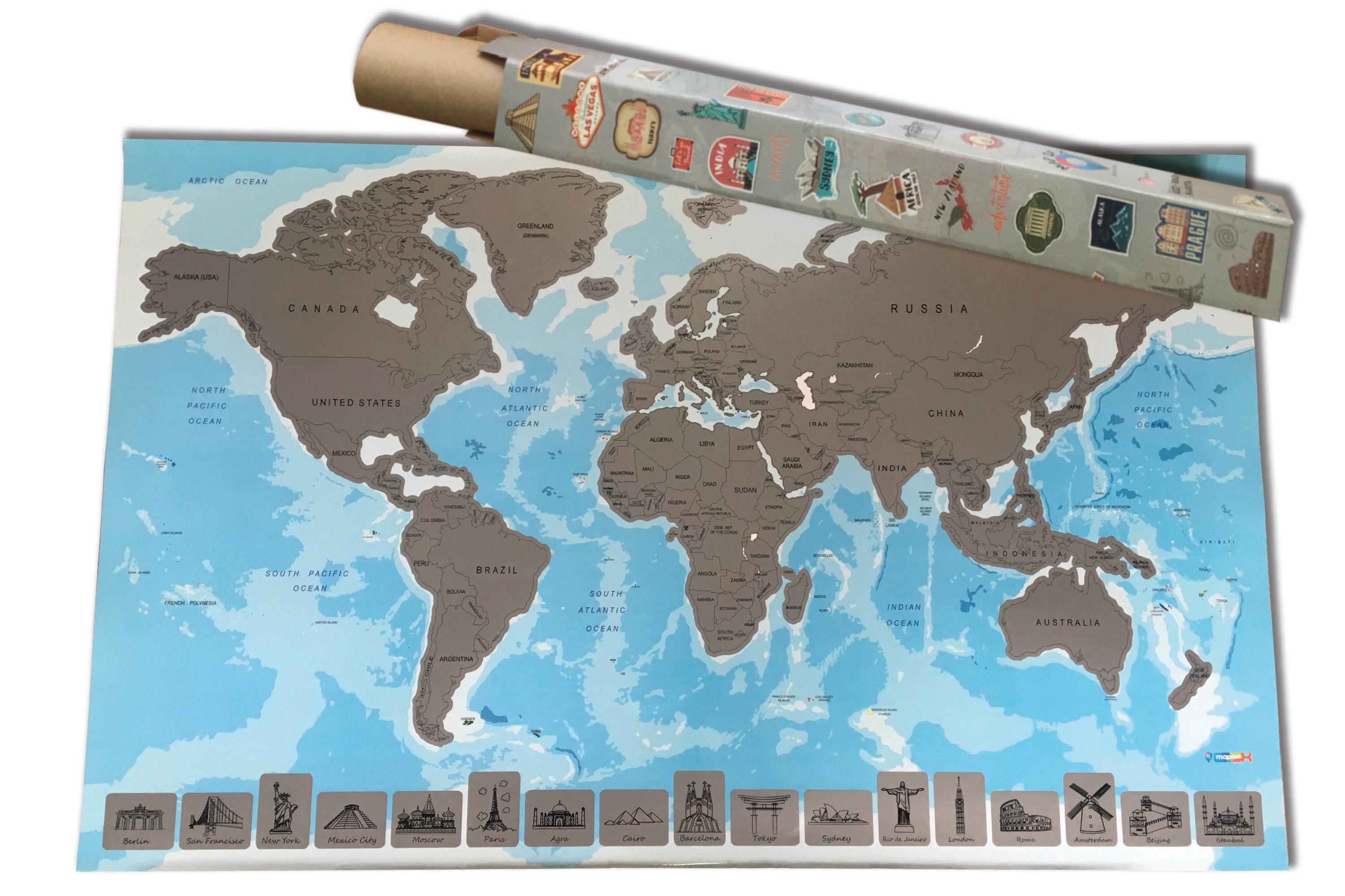 312 Gez-Kazı Dünya Haritası - Kazınabilir Harita