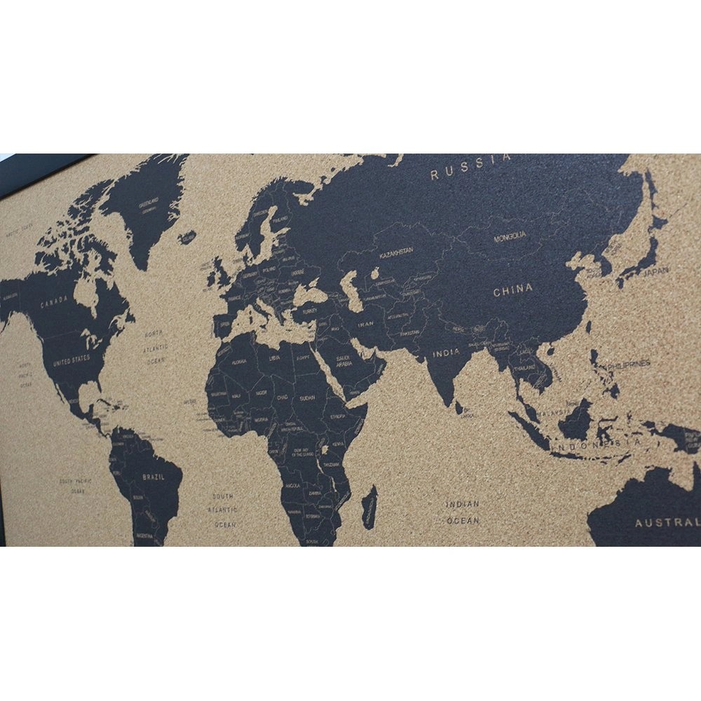 112 -  Cork World Map - All Black