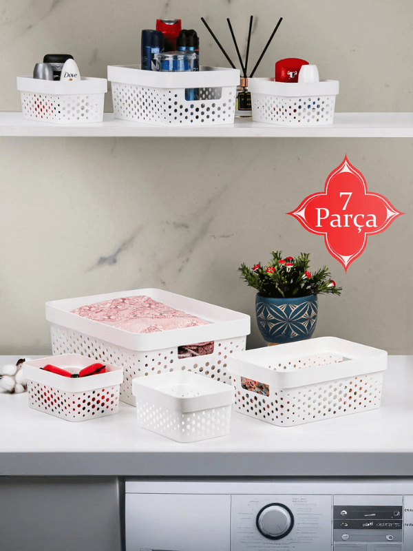 7'Lİ PENTA ÇOK AMAÇLI MAKYAJ TAKI MUTFAK BANYO ORGANİZER DÜZENLEYİCİ SET
