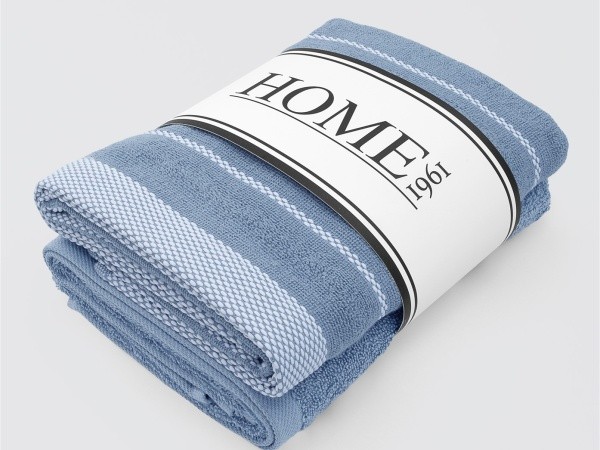 HOME 1961 %100 Pamuk 50x90 Havlu 2Lİ SET Çizgili ve Düz Renkli Jakarlı (Hayden)