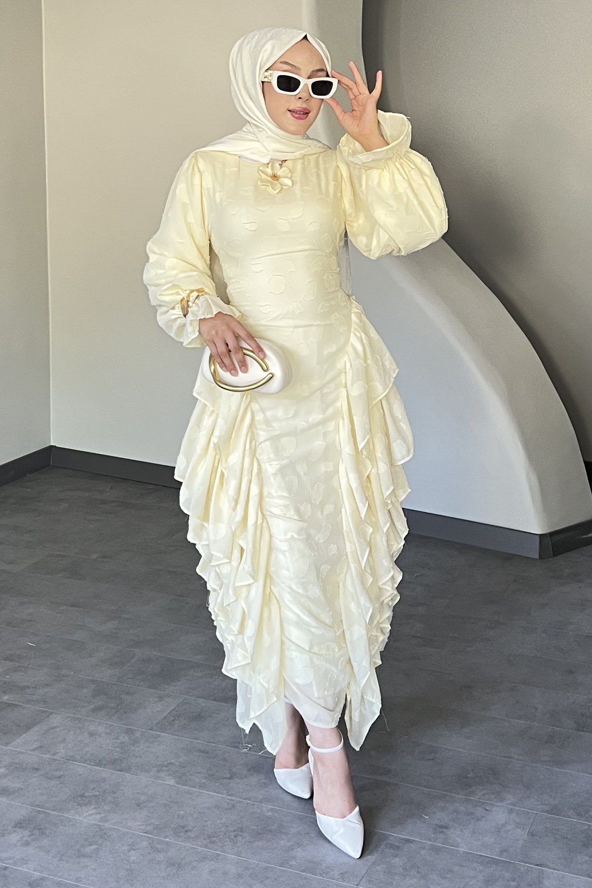 Nadia Fırfır Detaylı Elbise SK-8570