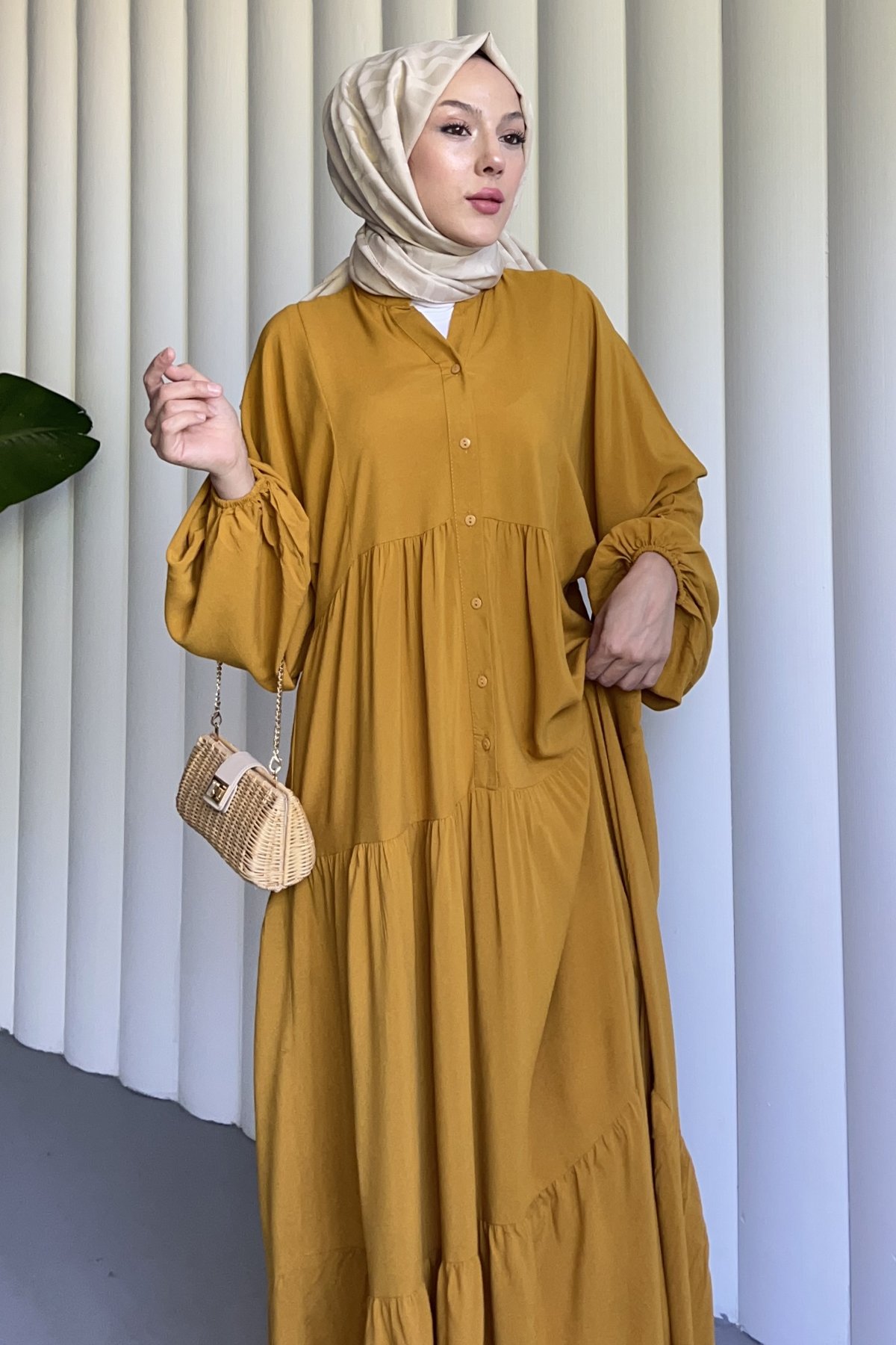 Nurane Yarım Düğmeli Bohem Elbise SK-8397