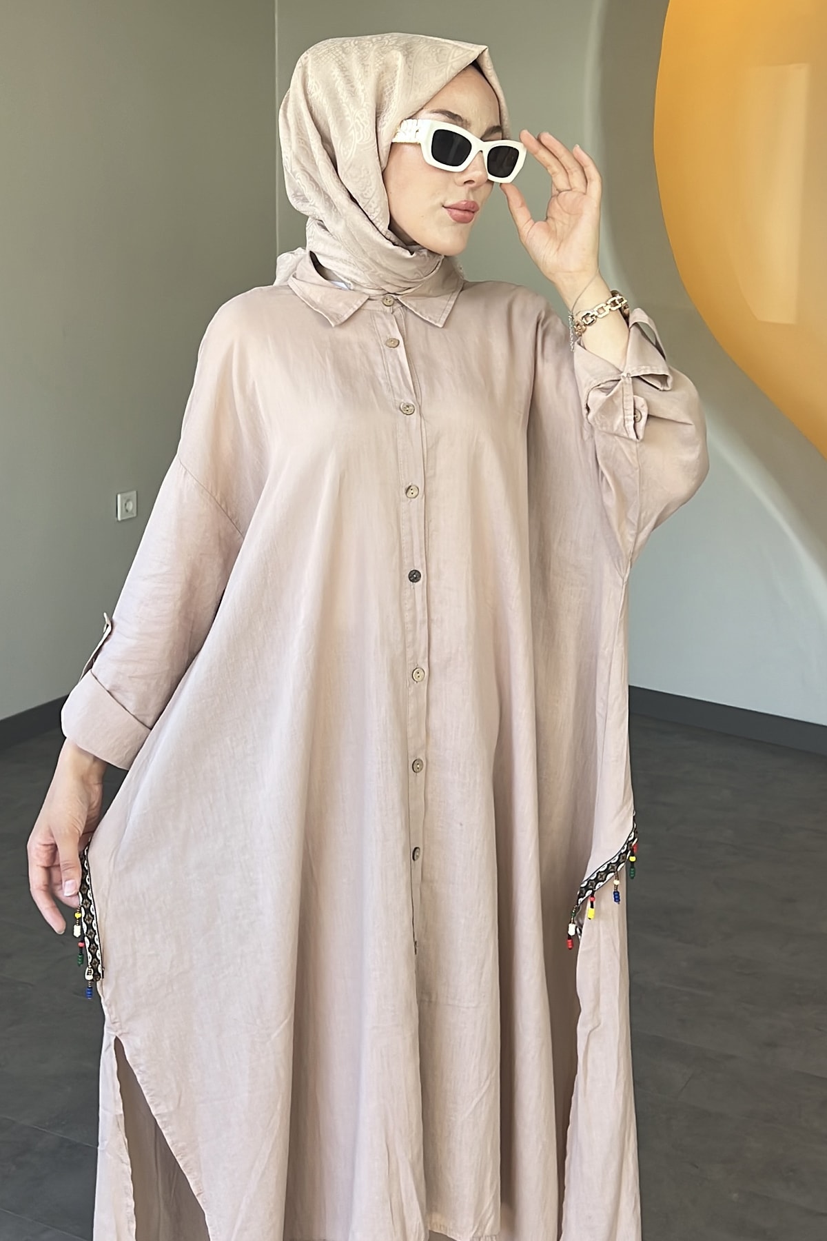 Pera Boncuk İşlemeli Poplin Takım SMR-8577
