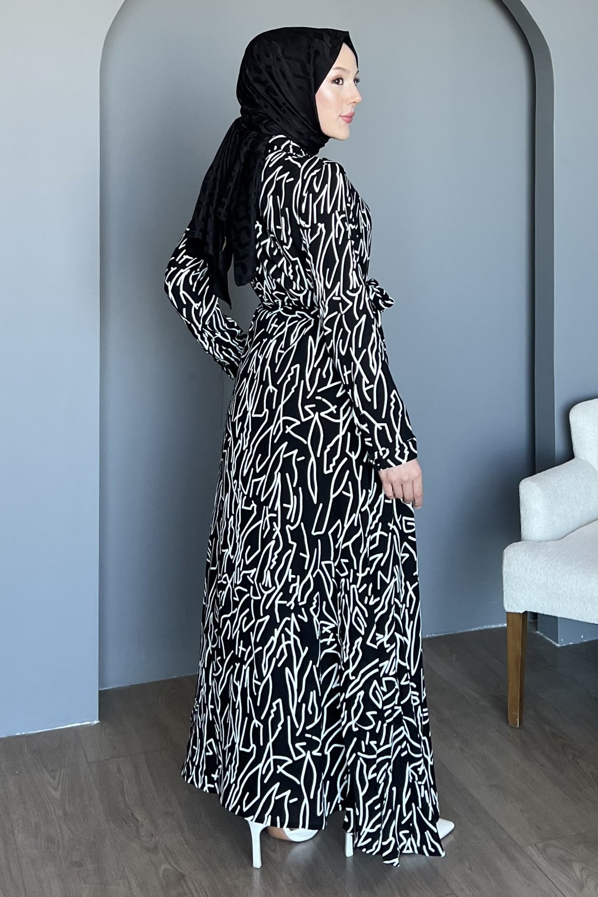 Damarlı Gömlek Elbise SK-8493