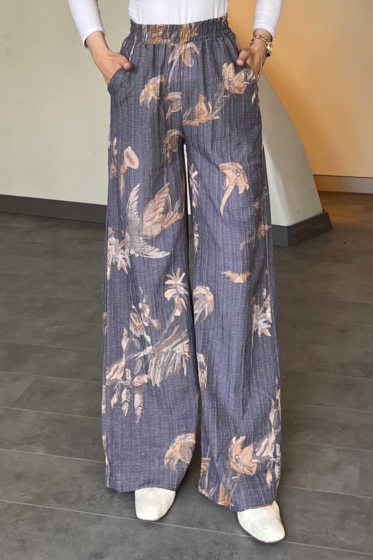 Renkli Palmiye Desenli Kimono Takım DMR-8575
