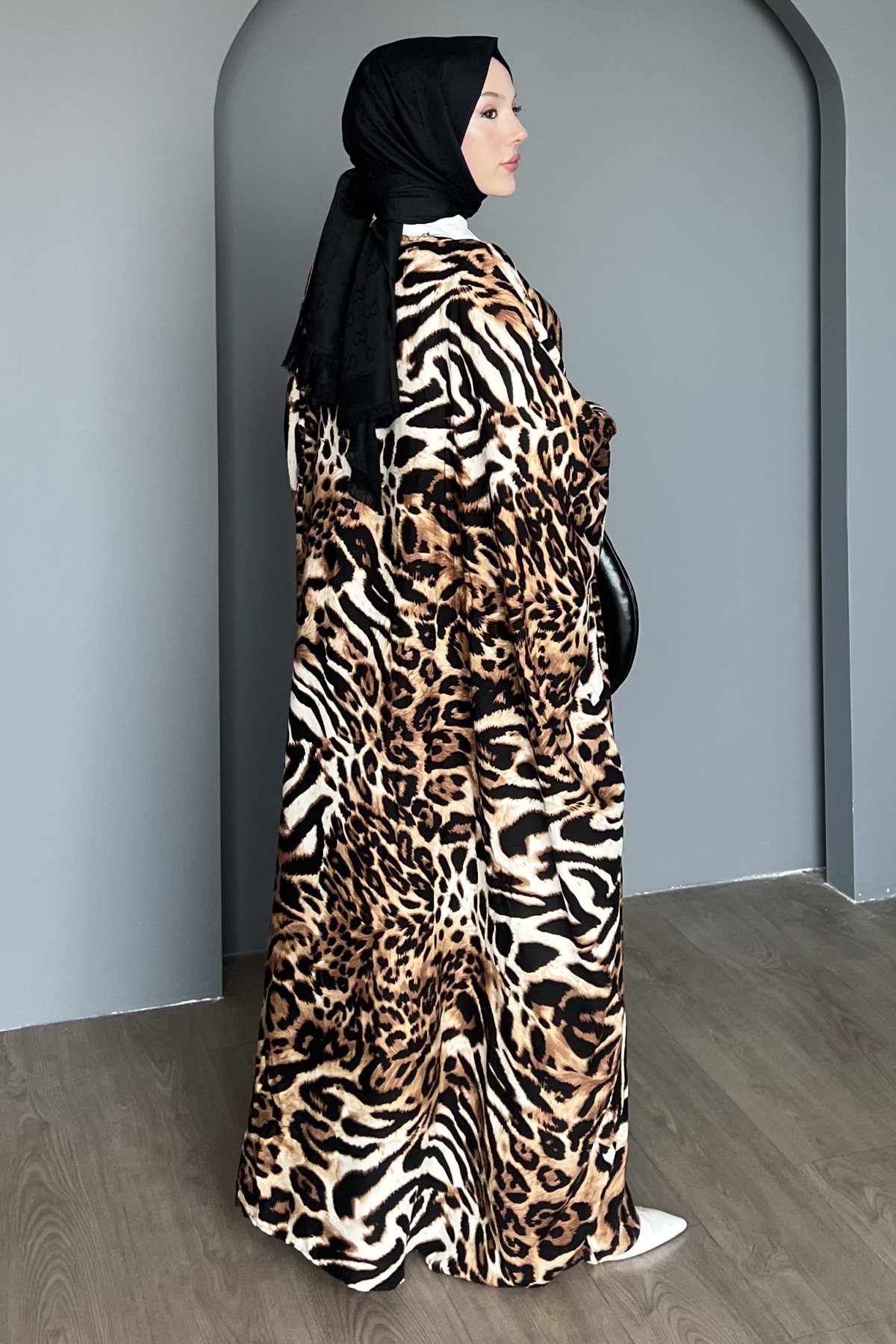 Leopar Desenli Geniş Elbise SK-8488