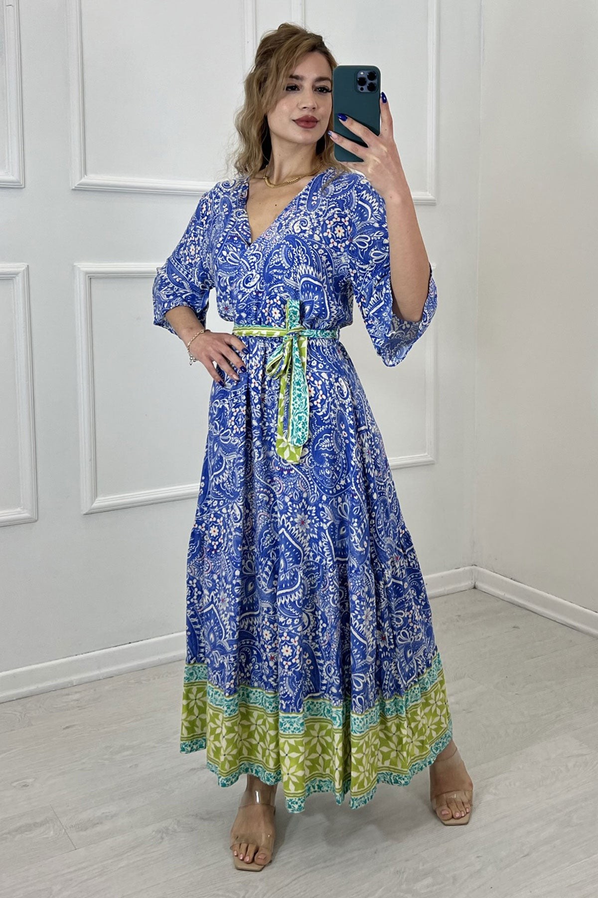 Yarım Kol Çıtır Elbise SK-7062