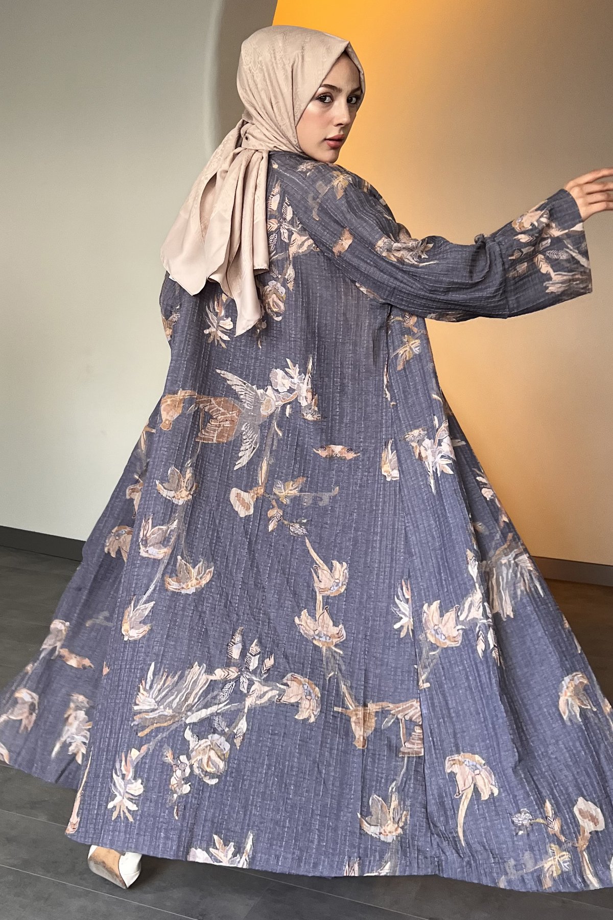 Renkli Palmiye Desenli Kimono Takım DMR-8575