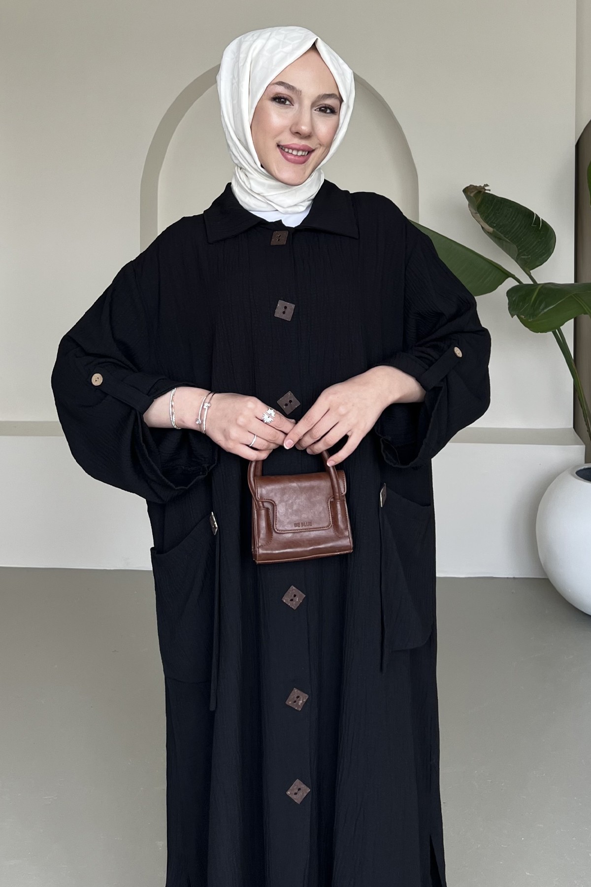 Alya Gofre Kumaş Düğmeli Elbise SK-8422