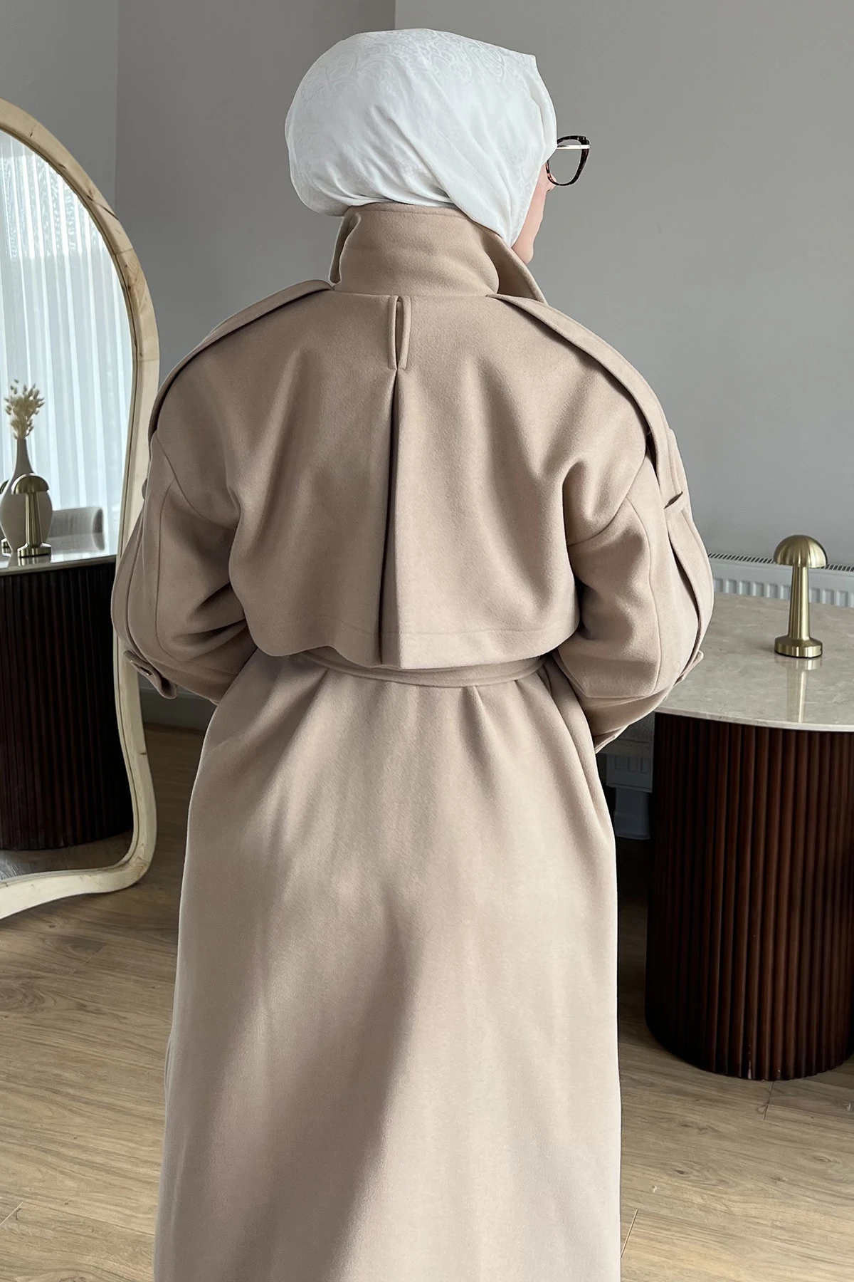 Rozi Astarlı Kaşe Trençkot ENS-8636