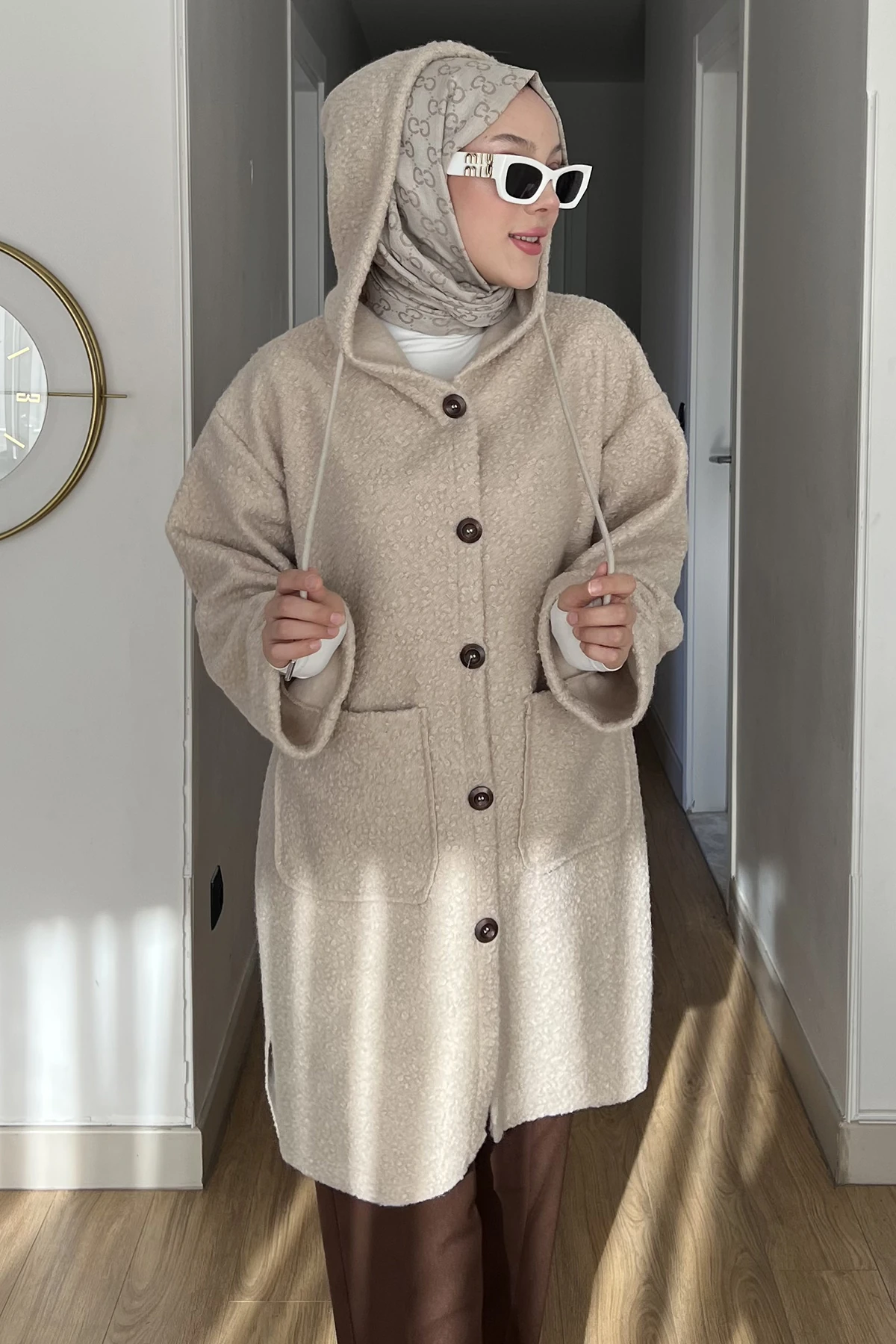 Kare Cepli Düğmeli Oversize Ceket SK-8643