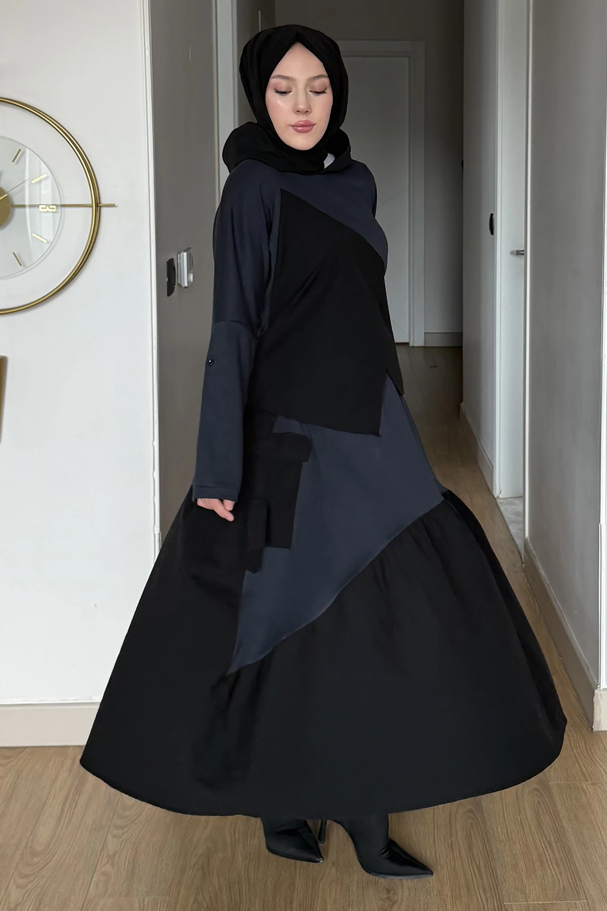 Berlin Kapüşonlu Paraşüt Detaylı Etekli Takım SK-8645