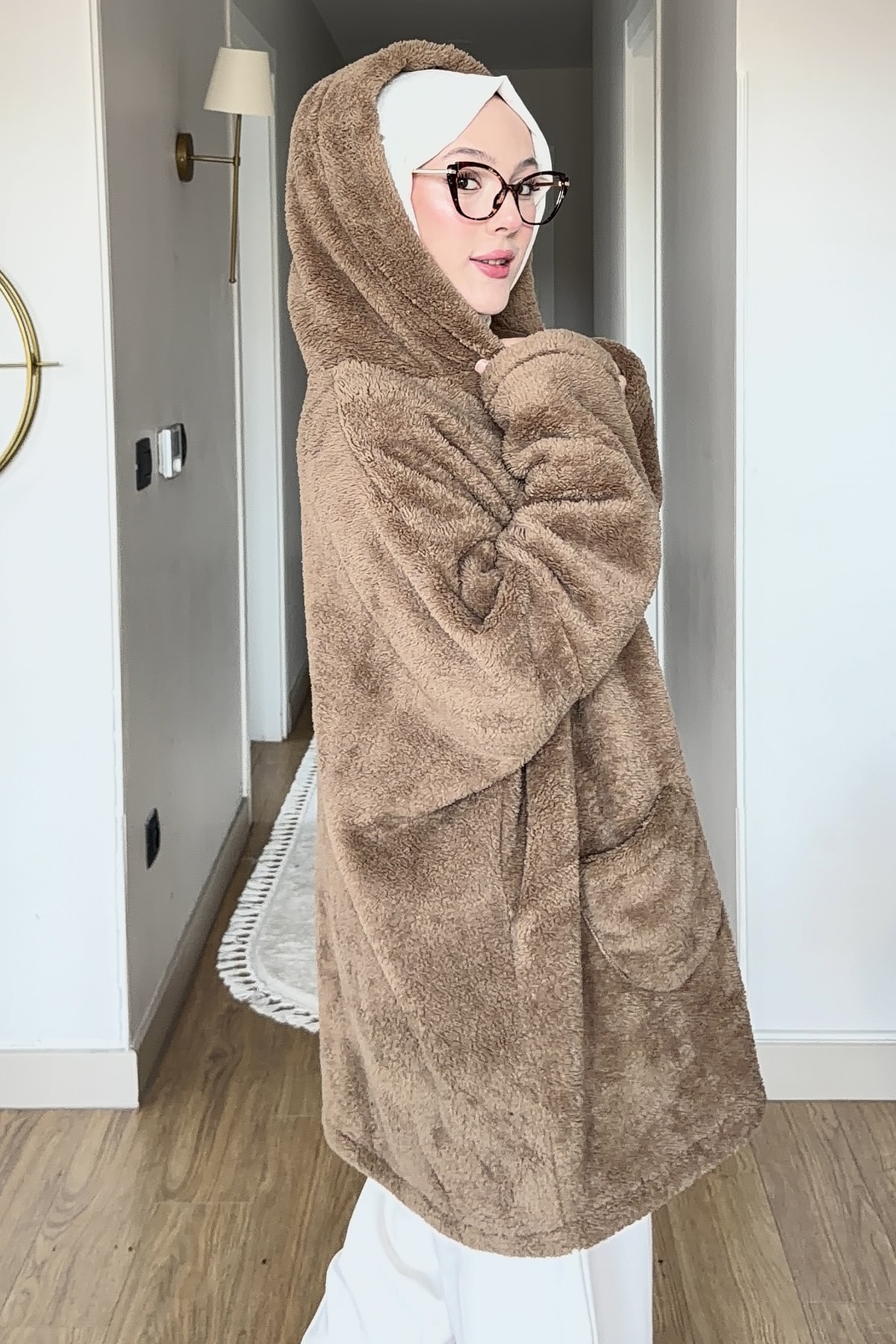 Oversize Düz Peluş Hırka SK-8633