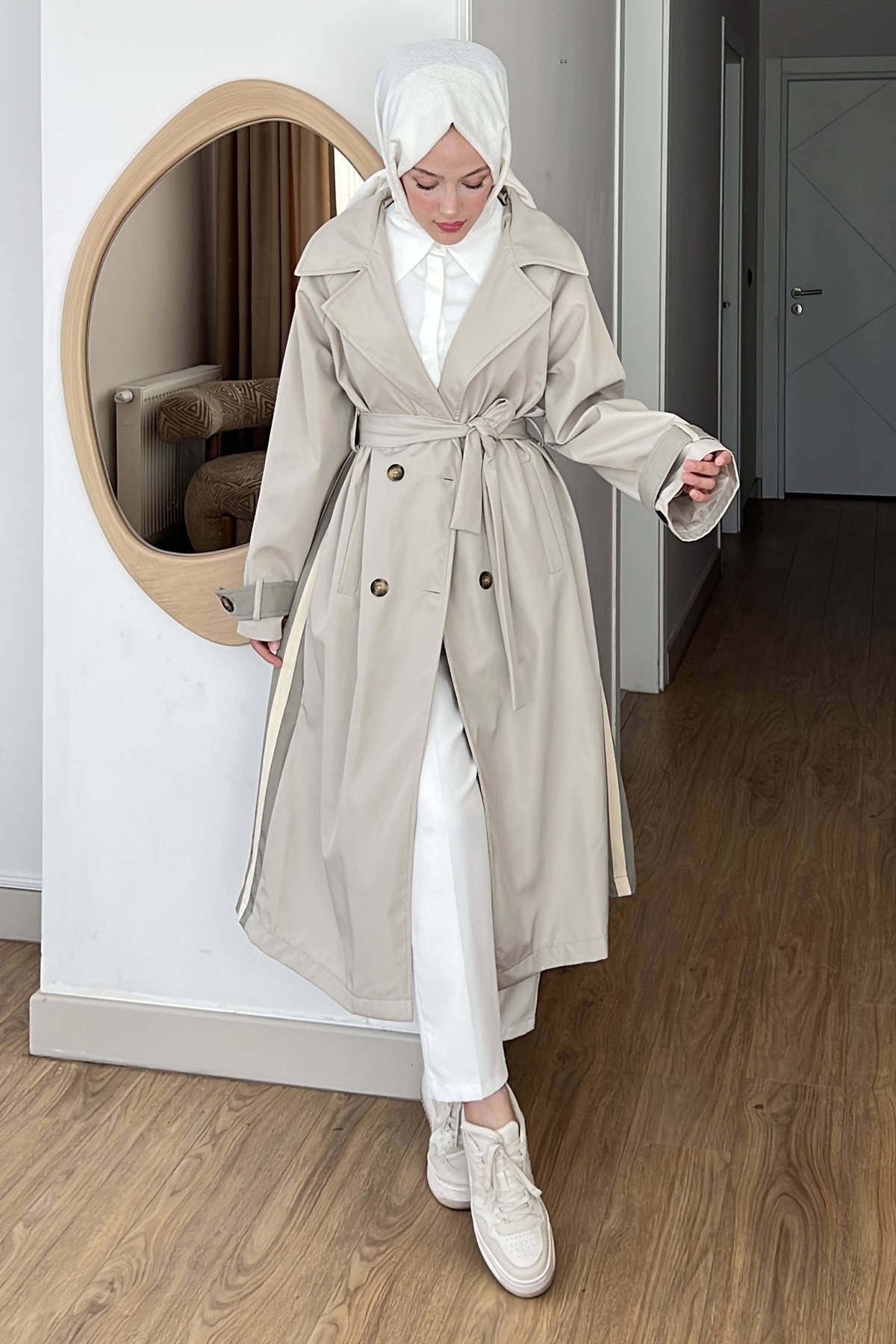 Marko Şerit Detaylı Oversize Trençkot SK-8596