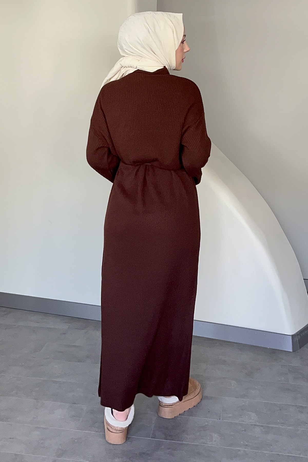 Rosalie Boğazlı Yaka Kuşaklı Triko Elbise SK-8607