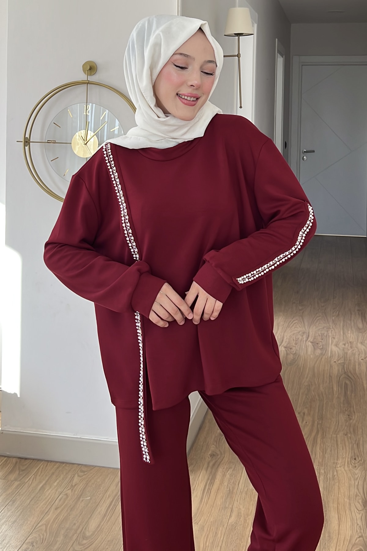 Victoria Şerit Taş İşlemeli Modal Takım SK-8608
