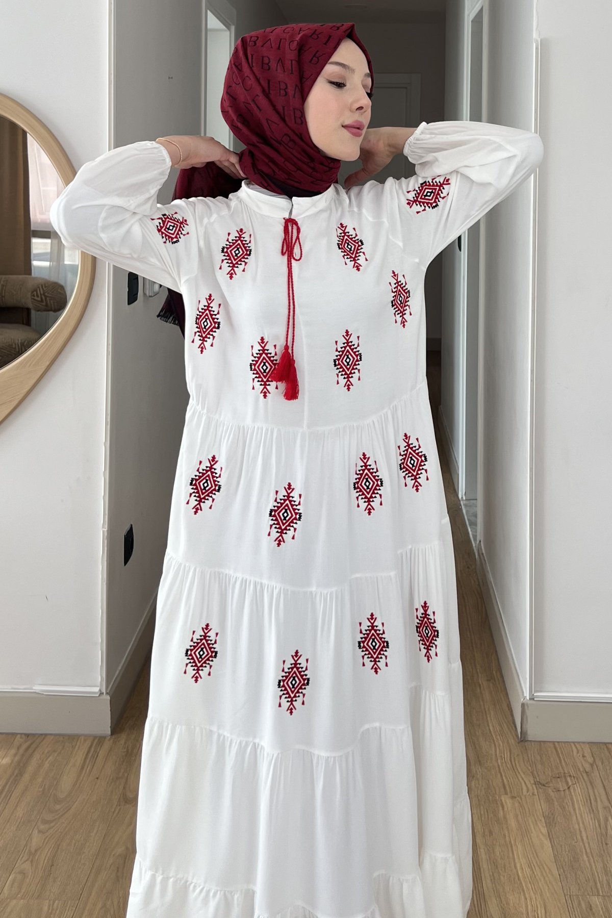 Liya Bukle Nakışlı Elbise SK-8533