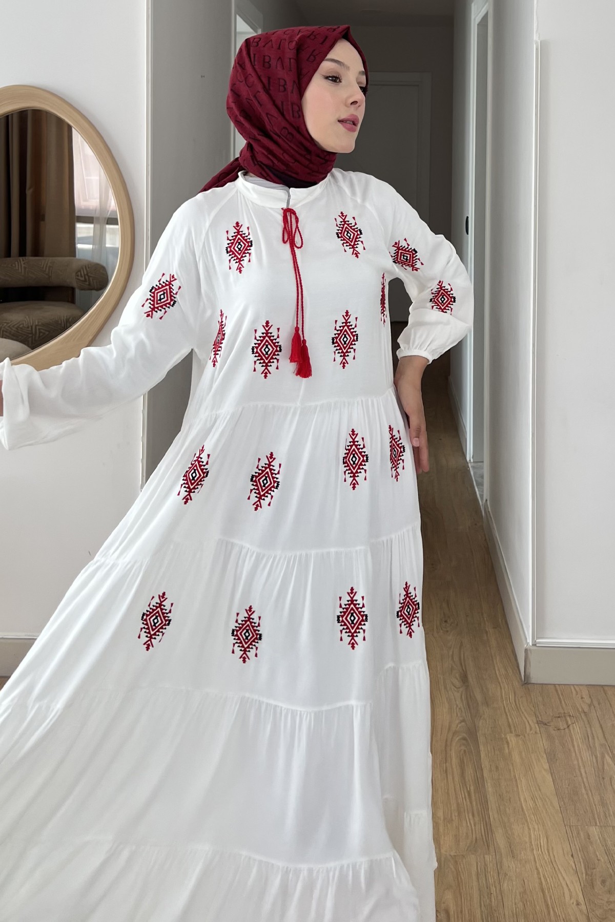 Liya Bukle Nakışlı Elbise SK-8533