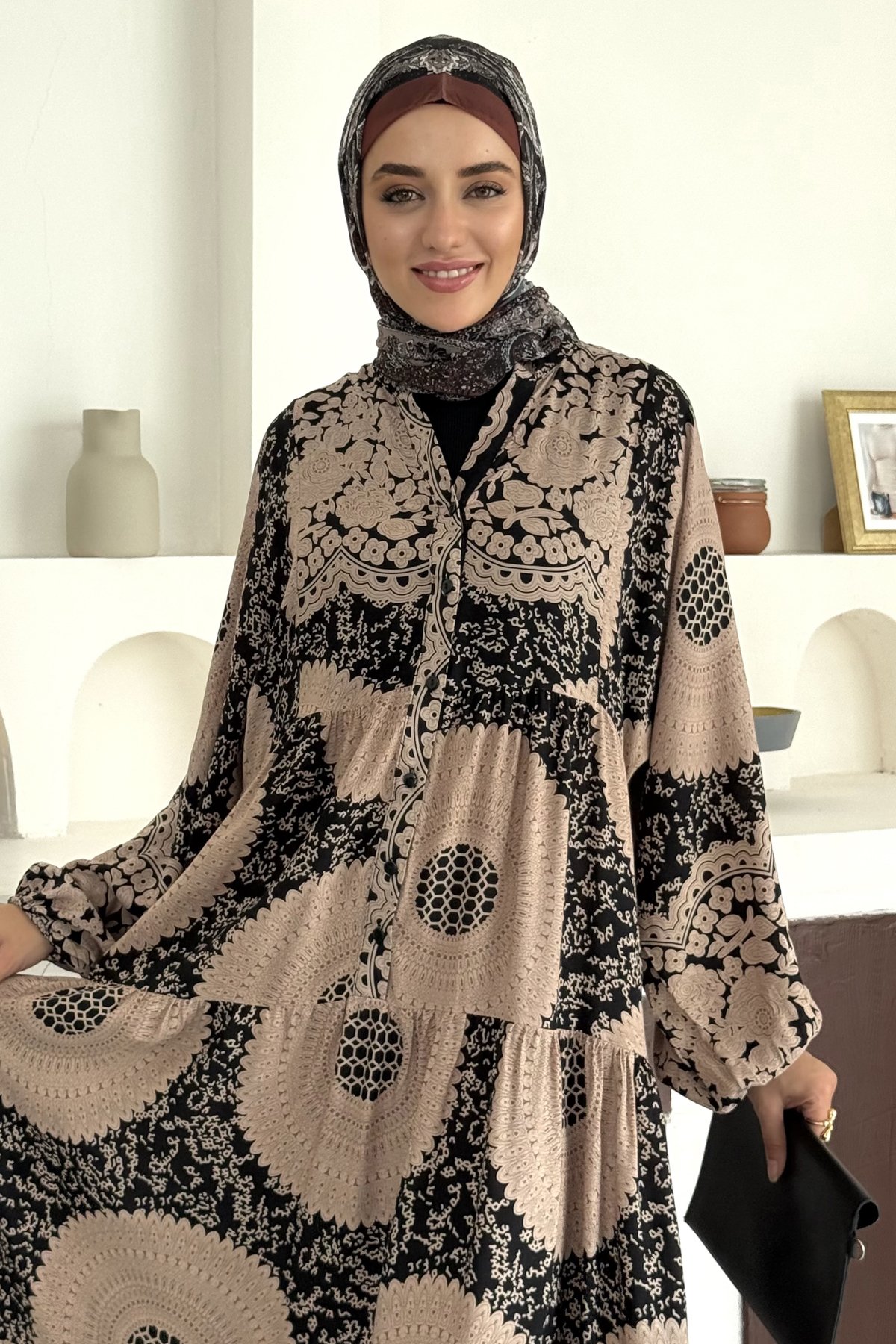 Yasemin Desenli Viskon Elbise SK-8554