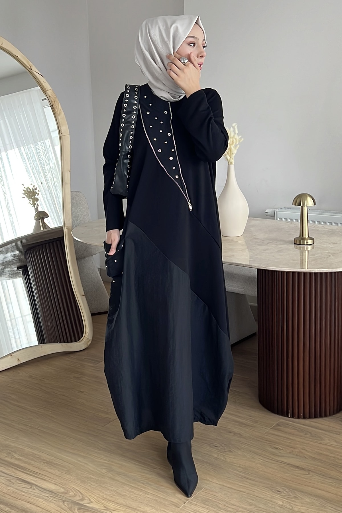 Silvana Taş İşlemeli Modal Elbise SK-8617