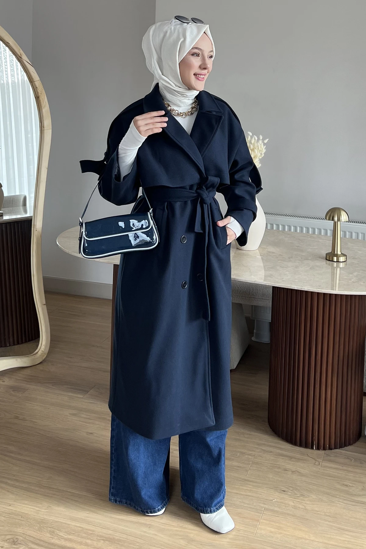 Rozi Astarlı Kaşe Trençkot ENS-8636