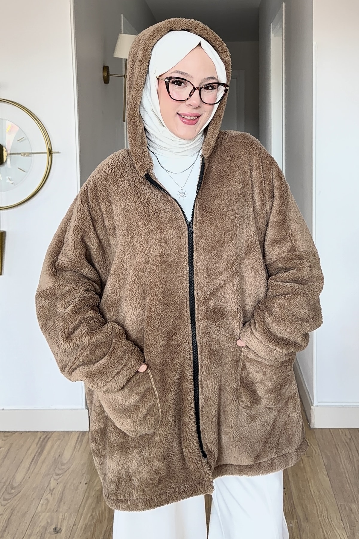 Oversize Düz Peluş Hırka SK-8633