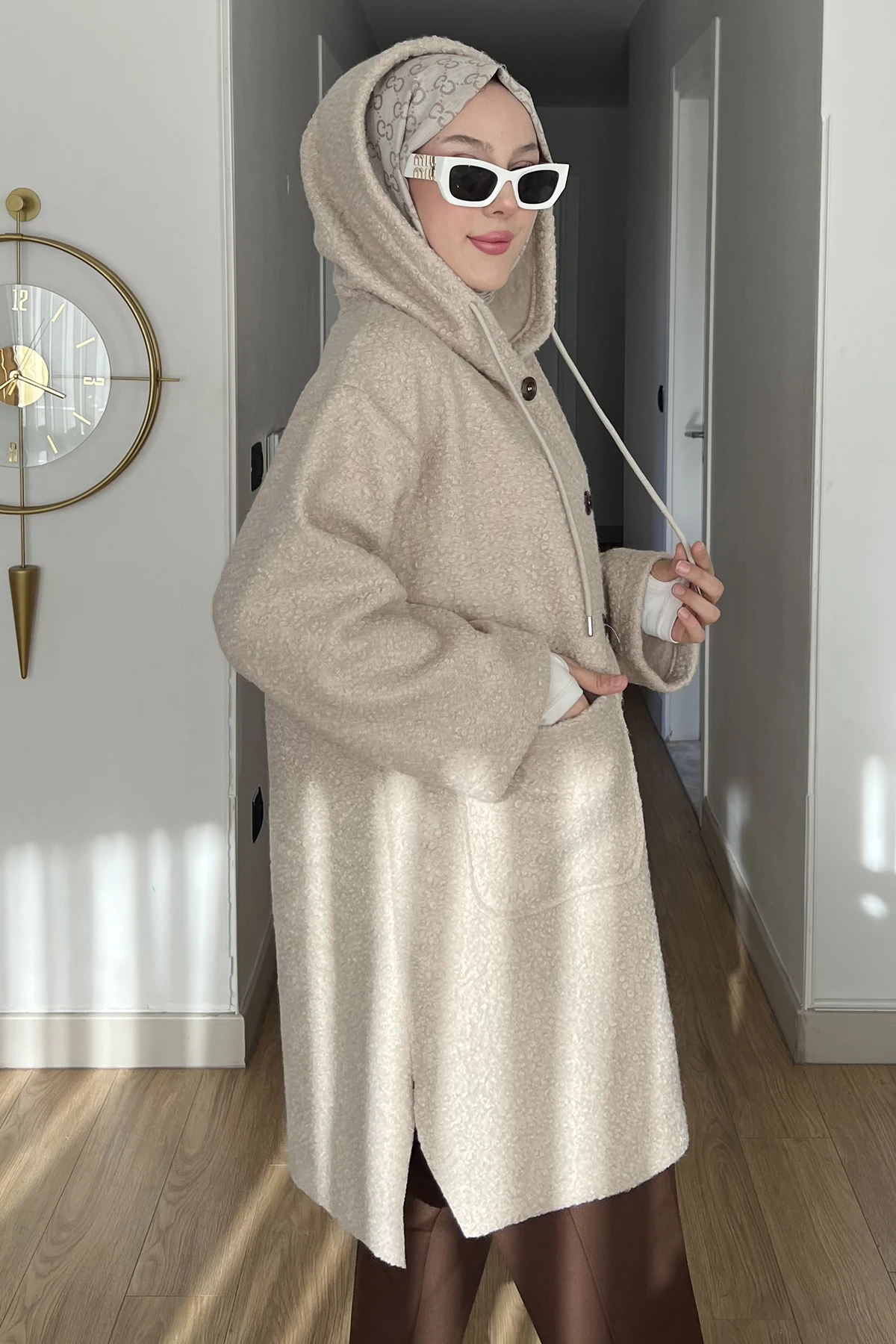 Kare Cepli Düğmeli Oversize Ceket SK-8643