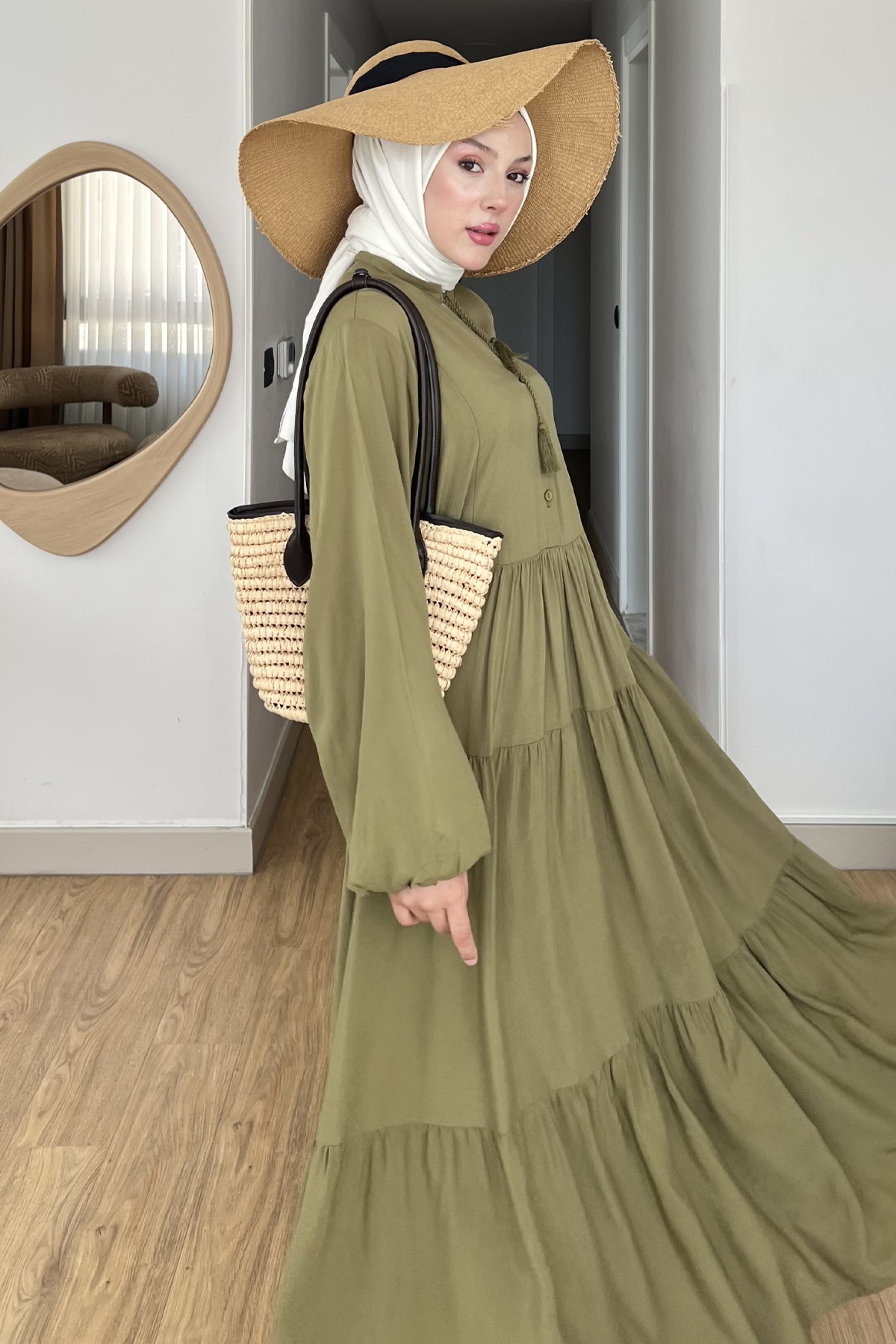 Düğmeli Basic Elbise SK-8540