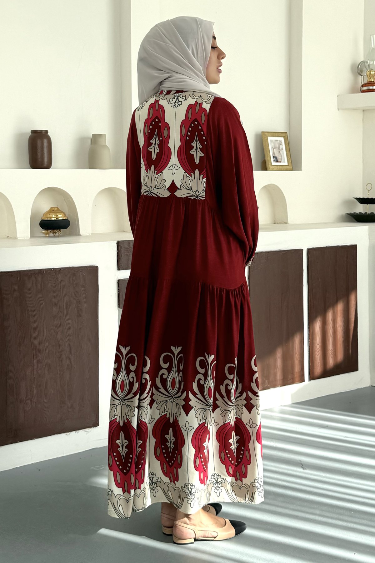Sultan Motif Desenli Viskon Elbise SK-8555 