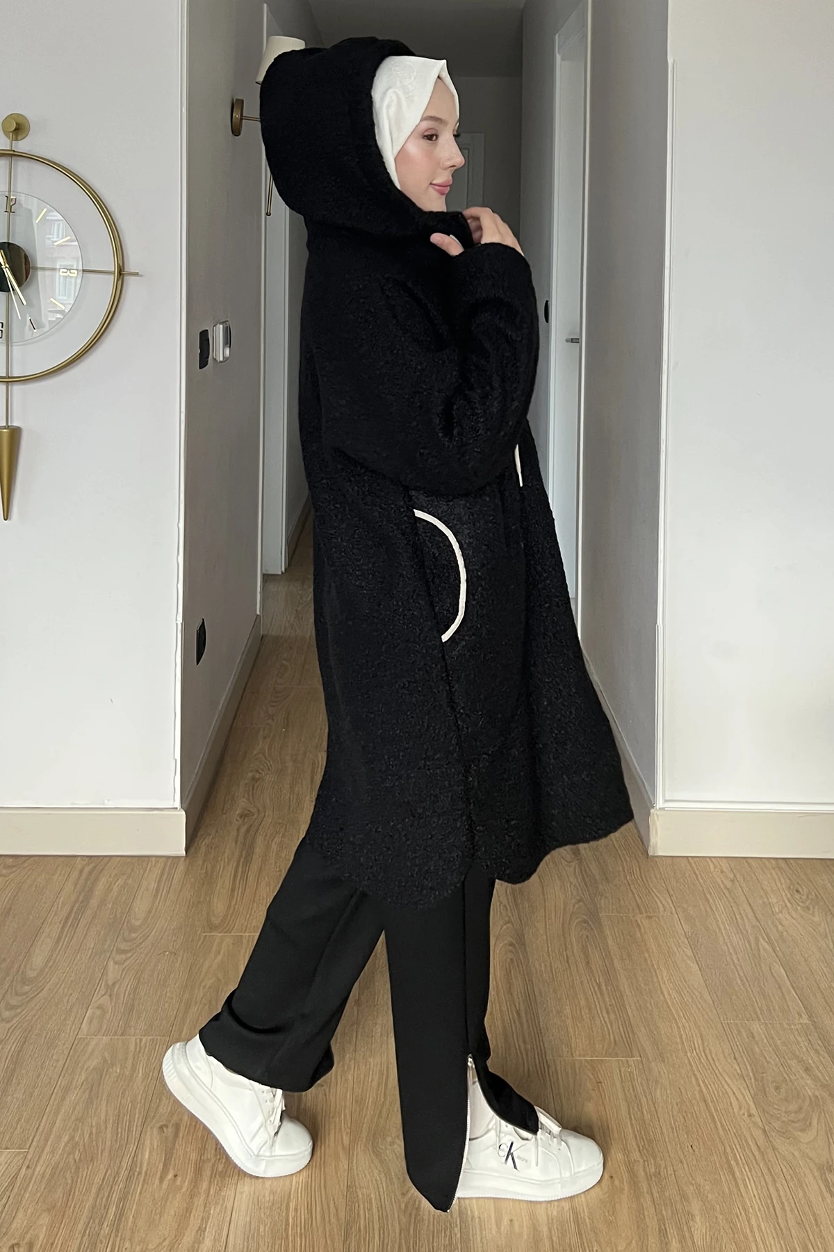 Yuvarlak Cepli Fermuarlı Kaşe Ceket SK-8644