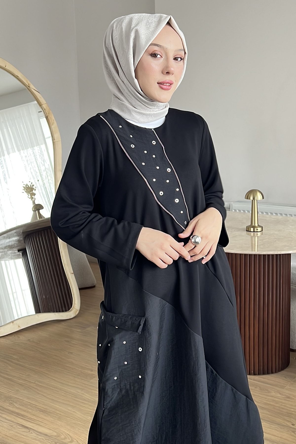 Silvana Taş İşlemeli Modal Elbise SK-8617