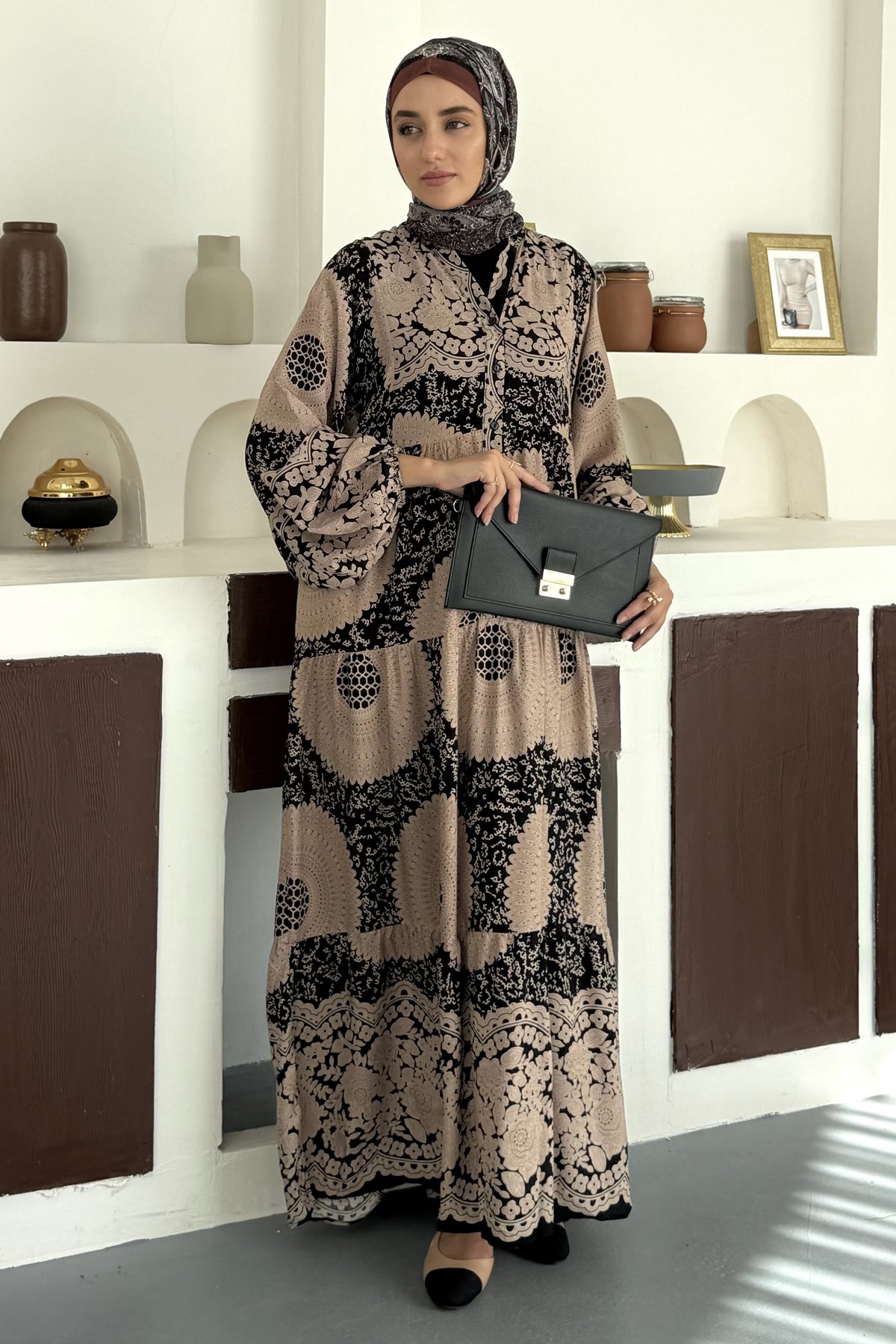 Yasemin Desenli Viskon Elbise SK-8554