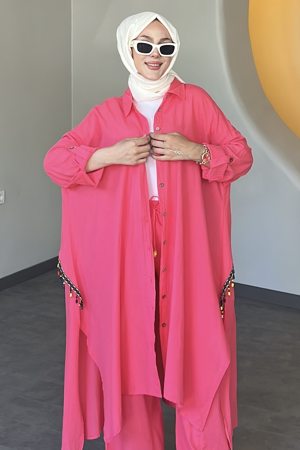 Pera Boncuk İşlemeli Poplin Takım SMR-8577