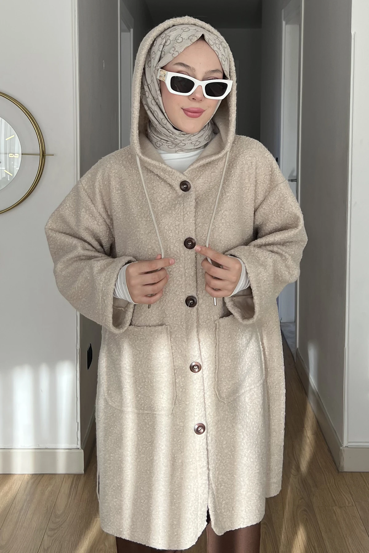 Kare Cepli Düğmeli Oversize Ceket SK-8643