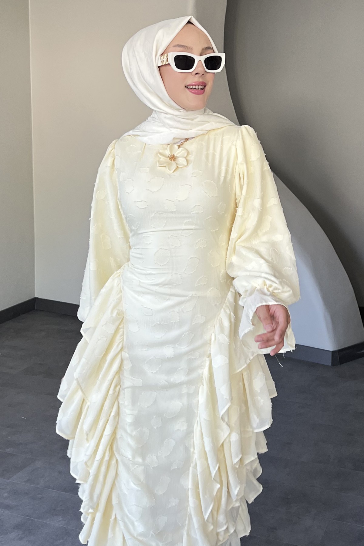 Nadia Fırfır Detaylı Elbise SK-8570