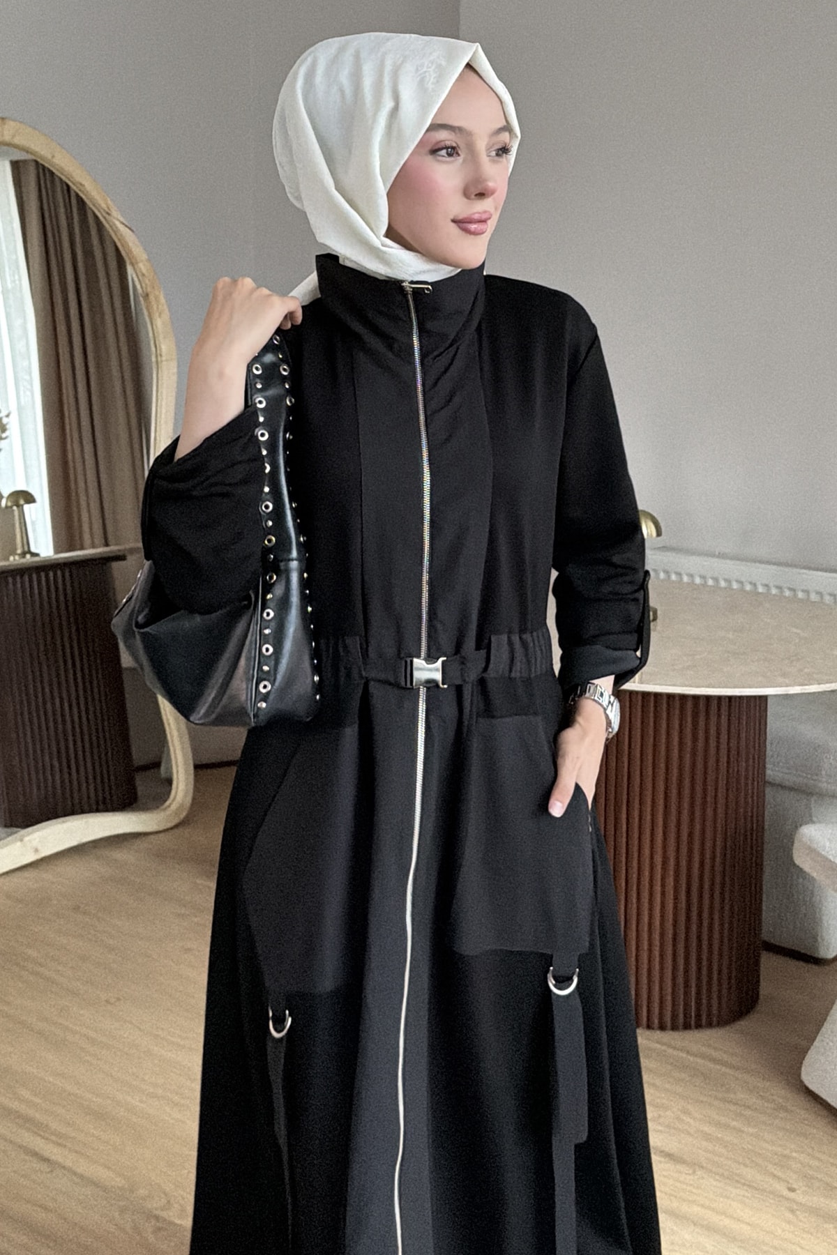 Delight Çift Cepli Boydan Fermuarlı Elbise SK-8632