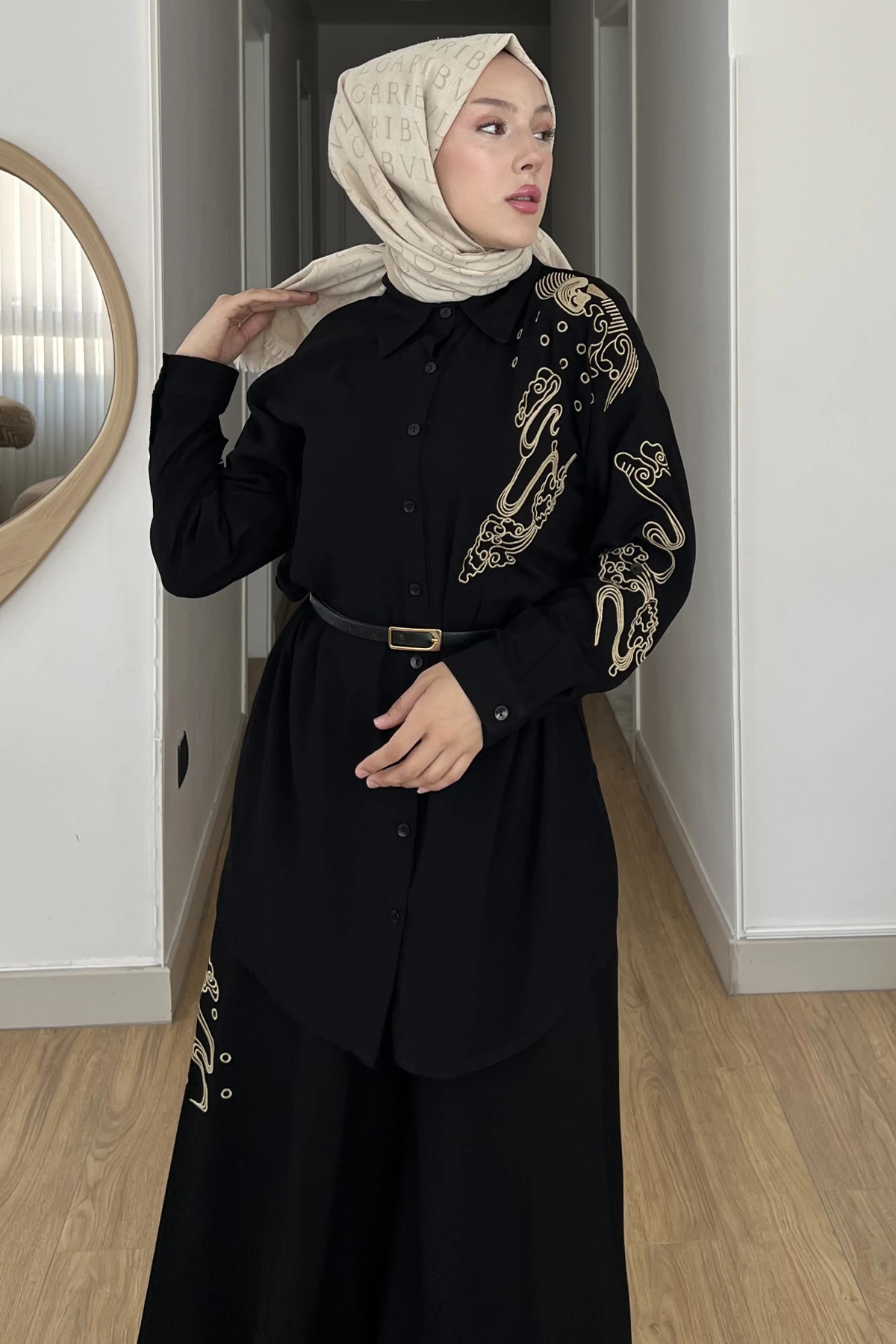 Nevşin Nakışlı Gömlek Pantolon Takım SK-8536