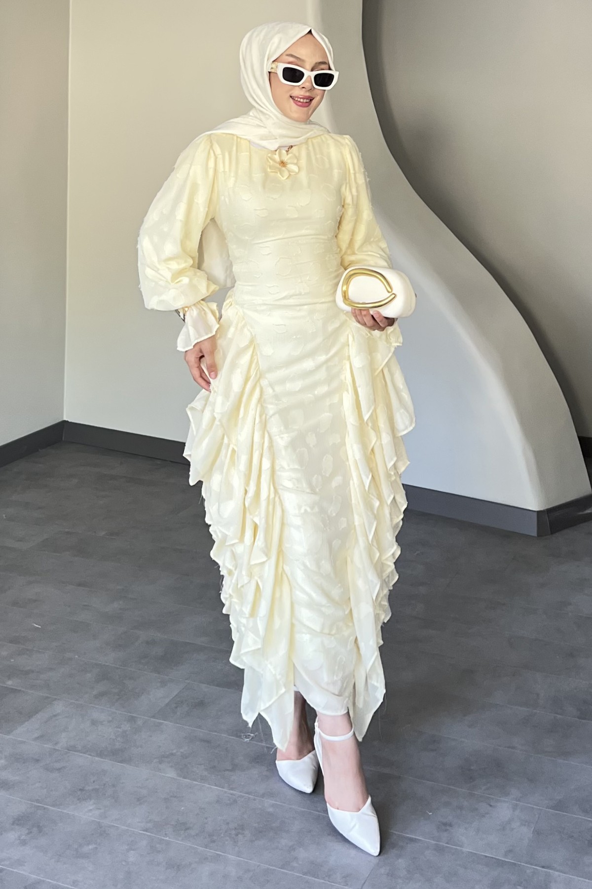 Nadia Fırfır Detaylı Elbise SK-8570