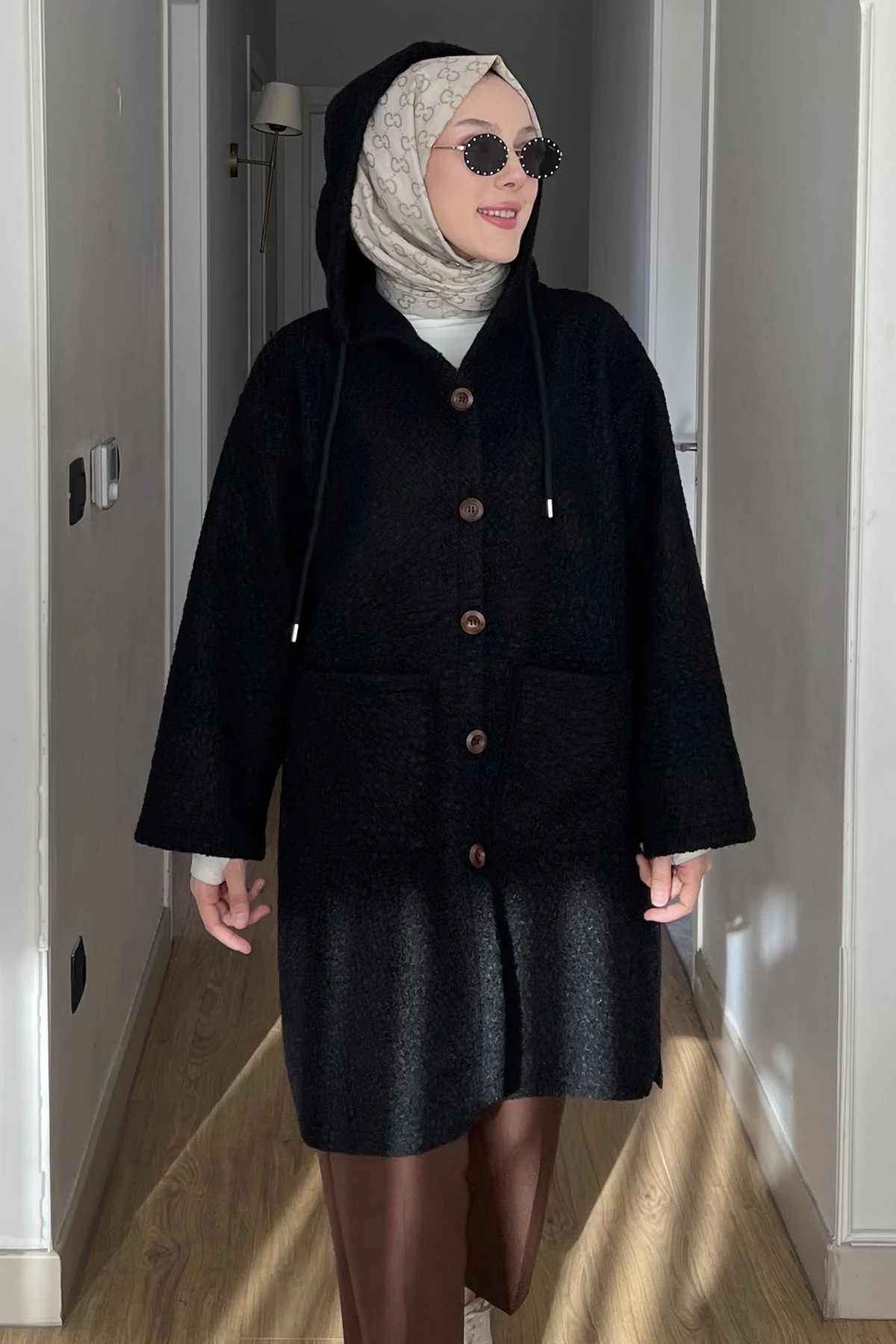 Kare Cepli Düğmeli Oversize Ceket SK-8643