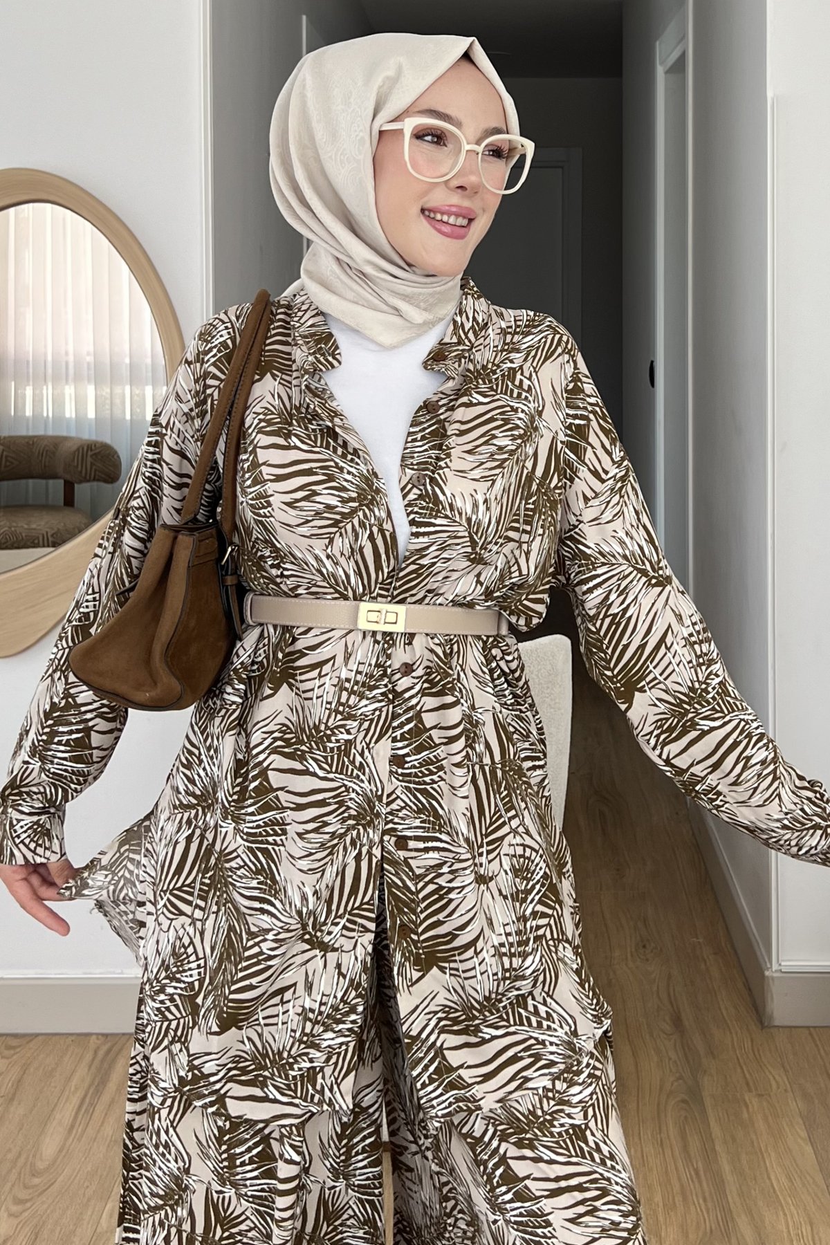 Yaprak Desenli Bohem Takım SK-8546